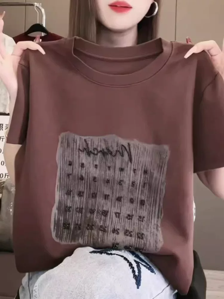 Áo thun tay ngắn in hình mới, đa năng, unisex, không nhãn hiệu, hàng xuất khẩu thanh lý, thời trang