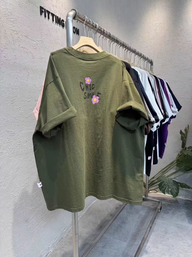 Áo thun cotton nguyên chất tay ngắn, kiểu Hàn Quốc thời trang, unisex, đa năng, hàng xuất khẩu, giá rẻ.