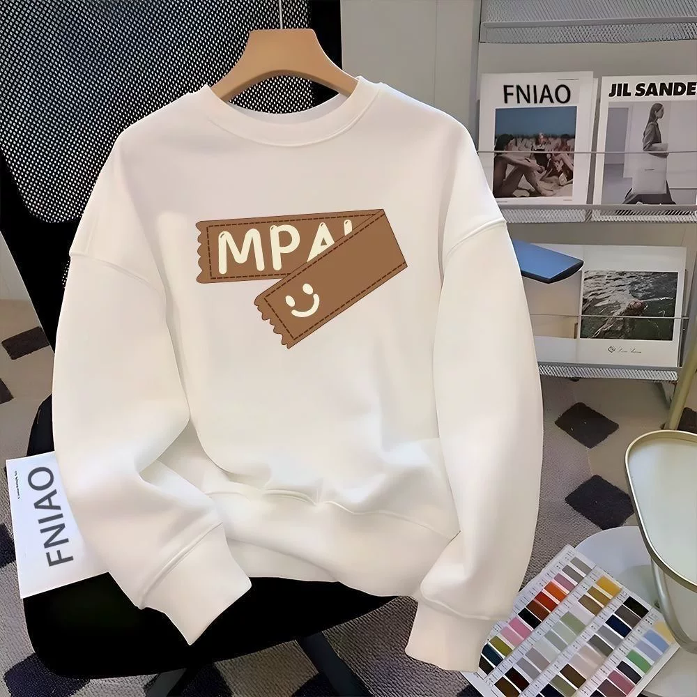 Outlet~ Quầy thương mại nước ngoài thương hiệu thương hiệu thời trang phong cách Hàn Quốc mới áo nỉ lót lông cừu mùa thu đông kiểu dáng giản dị mới dành cho nữ