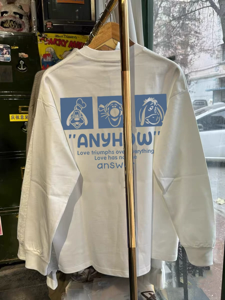 Outlet~ Áo thun dài tay thu đông chất liệu cotton nguyên chất, kiểu dáng thời trang mới, xuất khẩu, thanh lý, dành cho nam và nữ