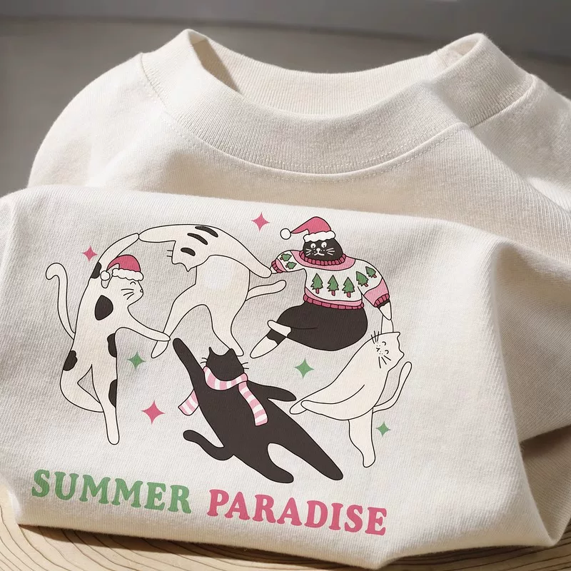 Áo thun cotton in họa tiết cổ điển Mỹ, dáng rộng, tay ngắn, hàng xuất khẩu, giá rẻ