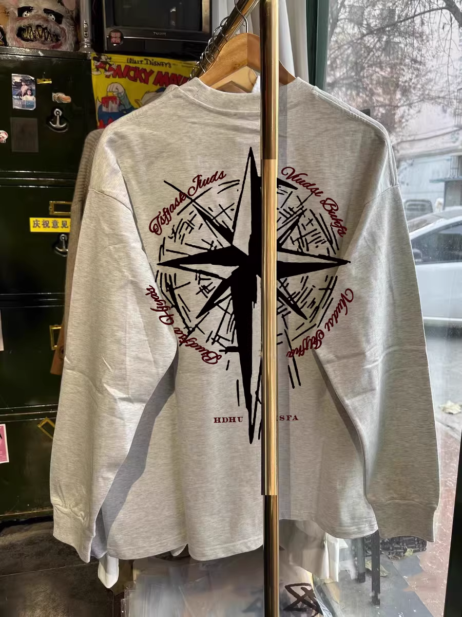 Outlet~ Áo thun dài tay thu đông mới xuất khẩu, hàng thanh lý, cổ điển, retro, chất liệu cotton nguyên chất