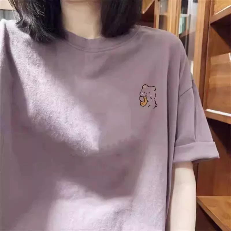 Outlet~ Thương hiệu xuất khẩu thanh lý hàng tồn kho mùa hè áo thun cotton nguyên chất mới in họa tiết giản dị tay ngắn dành cho nam và nữ