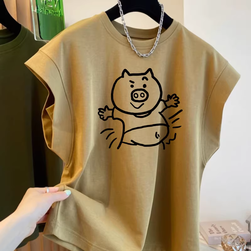 Outlet~ Hàng xuất khẩu, áo ba lỗ tay bồng unisex, thoải mái, thoáng khí, đa năng, hợp thời trang