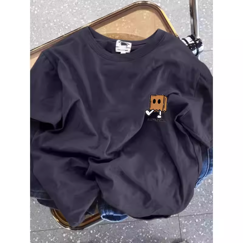 Xả kho hàng hiệu~ Hàng tồn kho xuất khẩu, hàng xuất khẩu cắt mác, phong cách retro Mỹ, áo thun cotton nguyên chất in hình, dáng rộng, tay ngắn mới dành cho nam và nữ