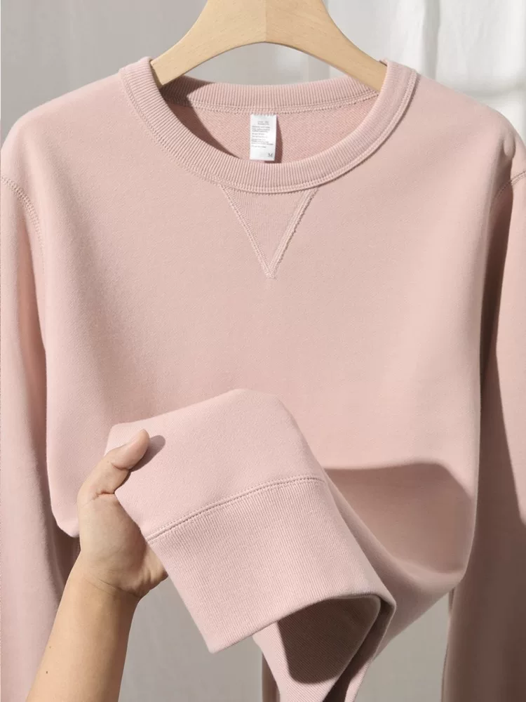 Áo thun nỉ cổ tròn màu trơn kiểu Mỹ mới thu, hàng xuất khẩu, giá rẻ