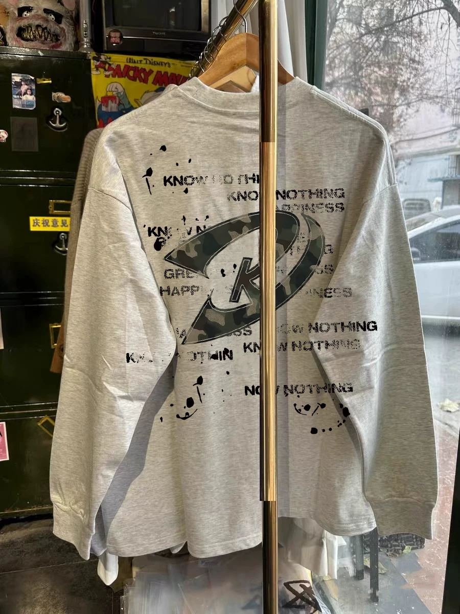 Outlet~ Áo thun dài tay dáng rộng chất liệu cotton nguyên chất mới thời trang xuất khẩu dành cho nam và nữ