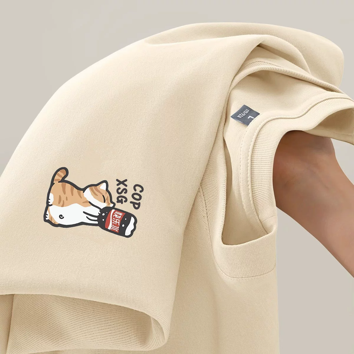 Giảm giá đặc biệt~ Hàng xuất khẩu dư thừa, áo thun cotton dày dặn, kiểu dáng mới, đa năng, rộng rãi, in họa tiết, tay ngắn, giảm giá