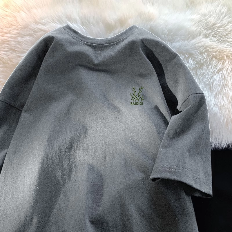 Outlet~ Hàng xuất khẩu thanh lý, áo thun ngắn tay in họa tiết mùa hè mới bằng cotton nguyên chất đơn giản và đa năng
