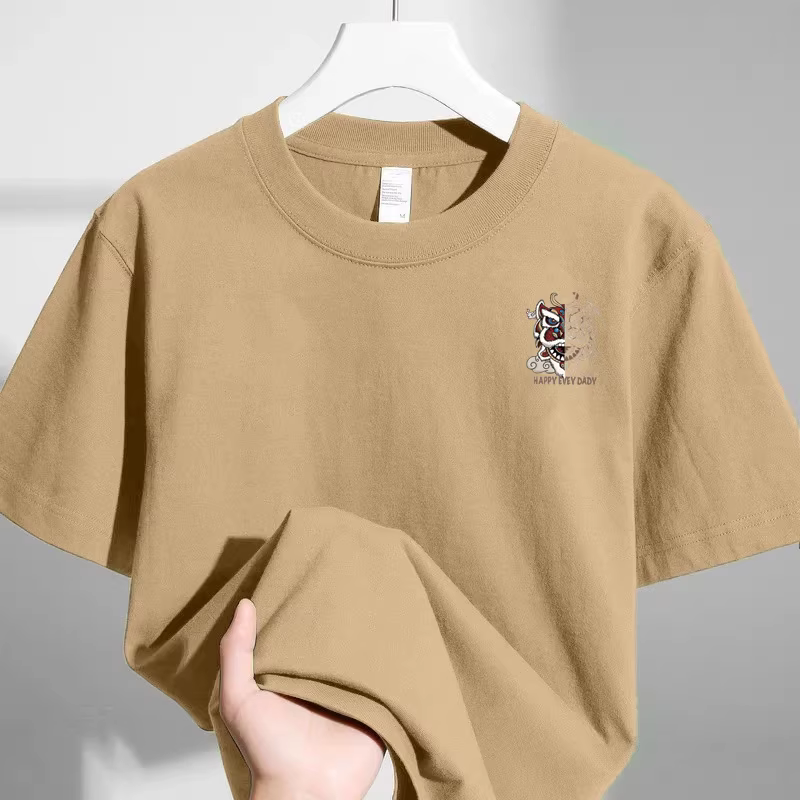 Hàng xuất dư chính hãng~ Áo thun ngắn tay in hình mèo phong cách Mỹ Hồng Kông, kiểu dáng rộng rãi, unisex, mùa hè