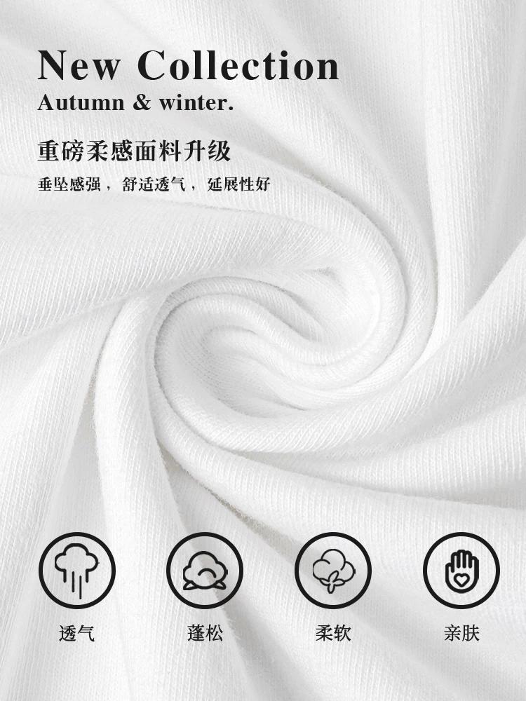 Áo thun cotton trơn màu, chất liệu cotton nguyên chất, kiểu dáng mới đa năng, tay dài, dáng rộng, mùa thu, xuất khẩu, thanh lý kho.
