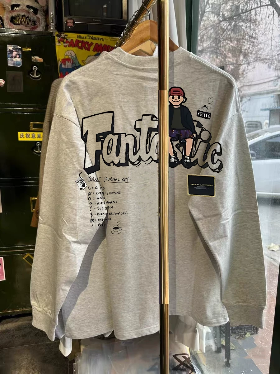 Outlet~ Áo thun dài tay dáng rộng chất liệu cotton nguyên chất mới thời trang xuất khẩu dành cho nam và nữ