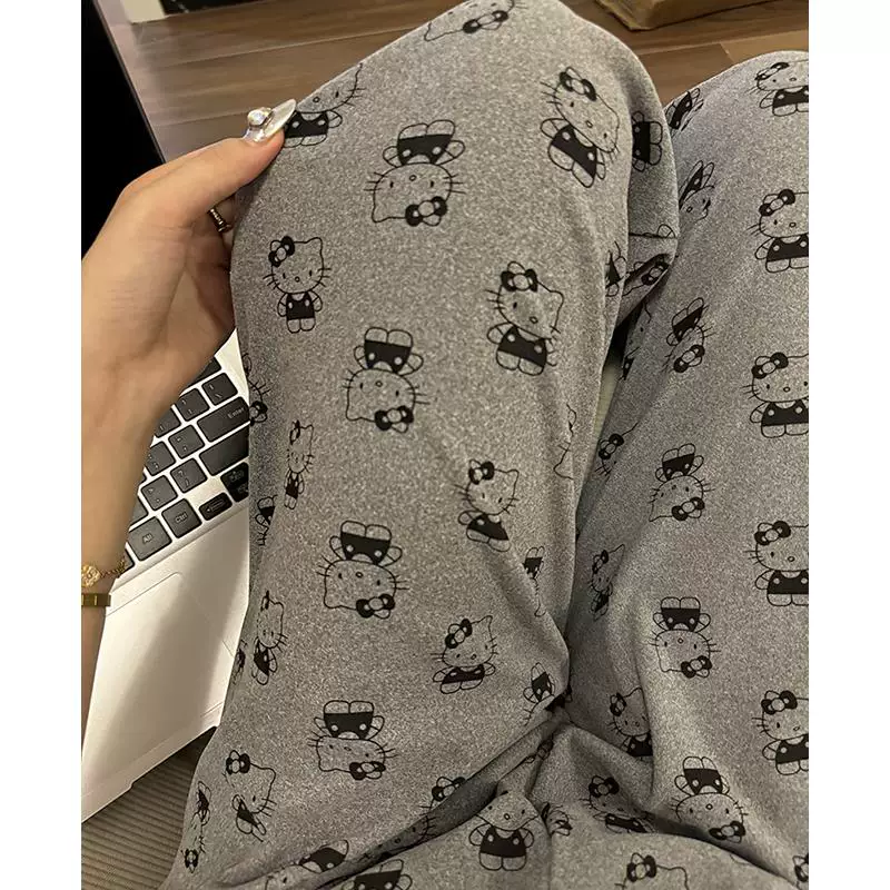 Outlet~ Quần ngủ giữ nhiệt mềm mại và ấm áp mùa thu đông dành cho nữ, quần mặc ở nhà kiểu mèo KT dễ thương