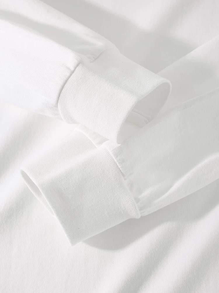 Áo thun cotton trơn màu, chất liệu cotton nguyên chất, kiểu dáng mới đa năng, tay dài, dáng rộng, mùa thu, xuất khẩu, thanh lý kho.