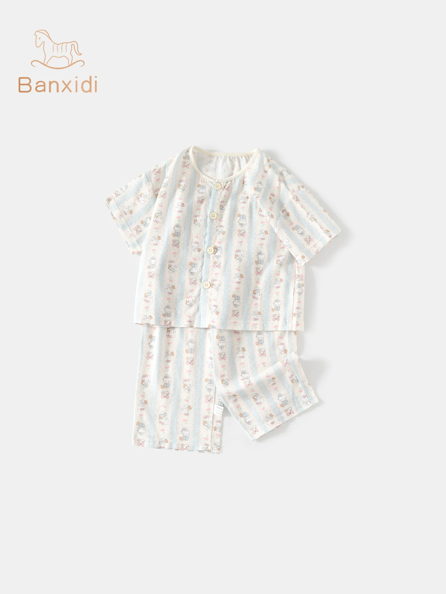 Bộ đồ ngủ trẻ em mùa hè 2026, bộ đồ cotton nguyên chất tay ngắn cho bé trai, quần áo mặc nhà bé gái, quần áo mùa hè điều hòa cho bé