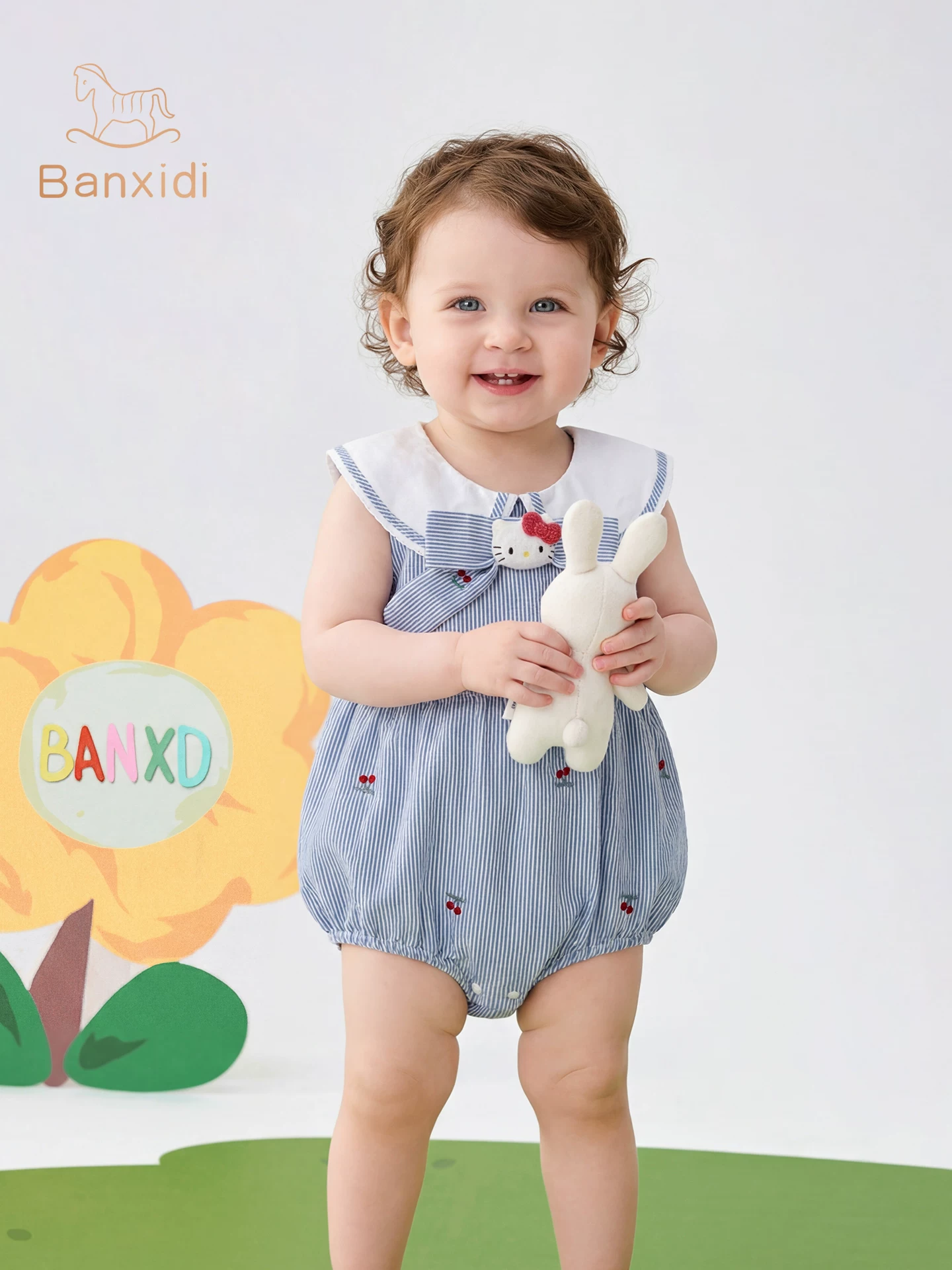 Quần áo trẻ em, quần áo mùa hè, bộ liền thân cotton nguyên chất cho bé, quần áo đi chơi mùa hè cho bé nhỏ, kiểu dáng mỏng mùa hè, bộ liền thân siêu dễ thương