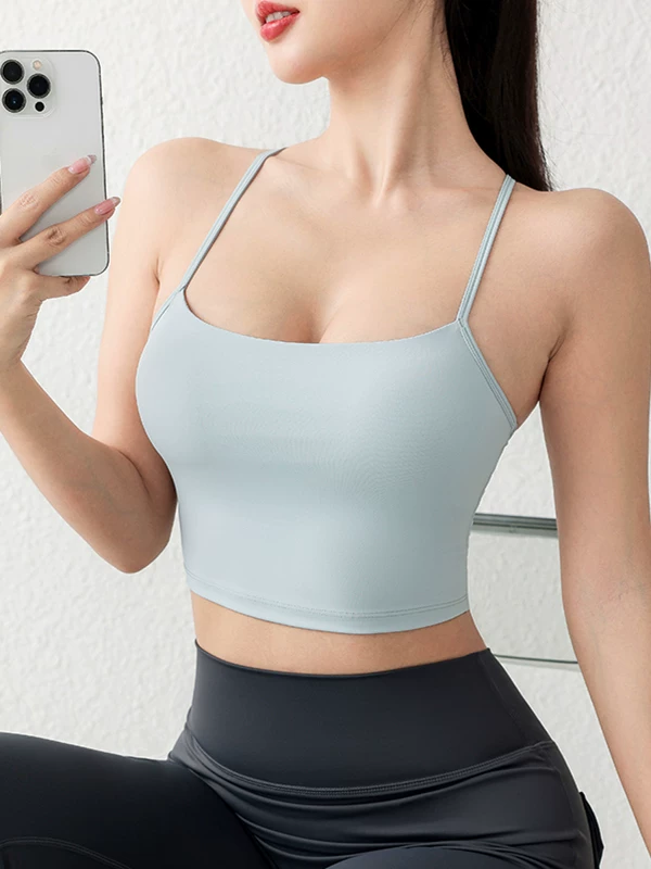 Áo vest thể thao kiểu mới mang lại cảm giác nhẹ nhàng, phong cách thể dục châu Âu và Mỹ, thiết kế lưng gợi cảm, áo ngực dây mảnh chống sốc khi tập yoga cho mùa thu đông.