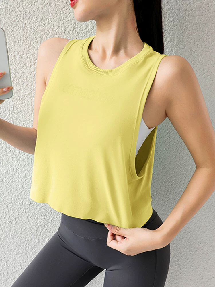 Áo khoác thể thao thoáng khí, nhanh khô, dáng rộng, mặc ngoài, kiểu dáng thường ngày, dành cho nữ, tay ngắn, không tay, chất liệu yoga, thích hợp cho mùa xuân và mùa hè