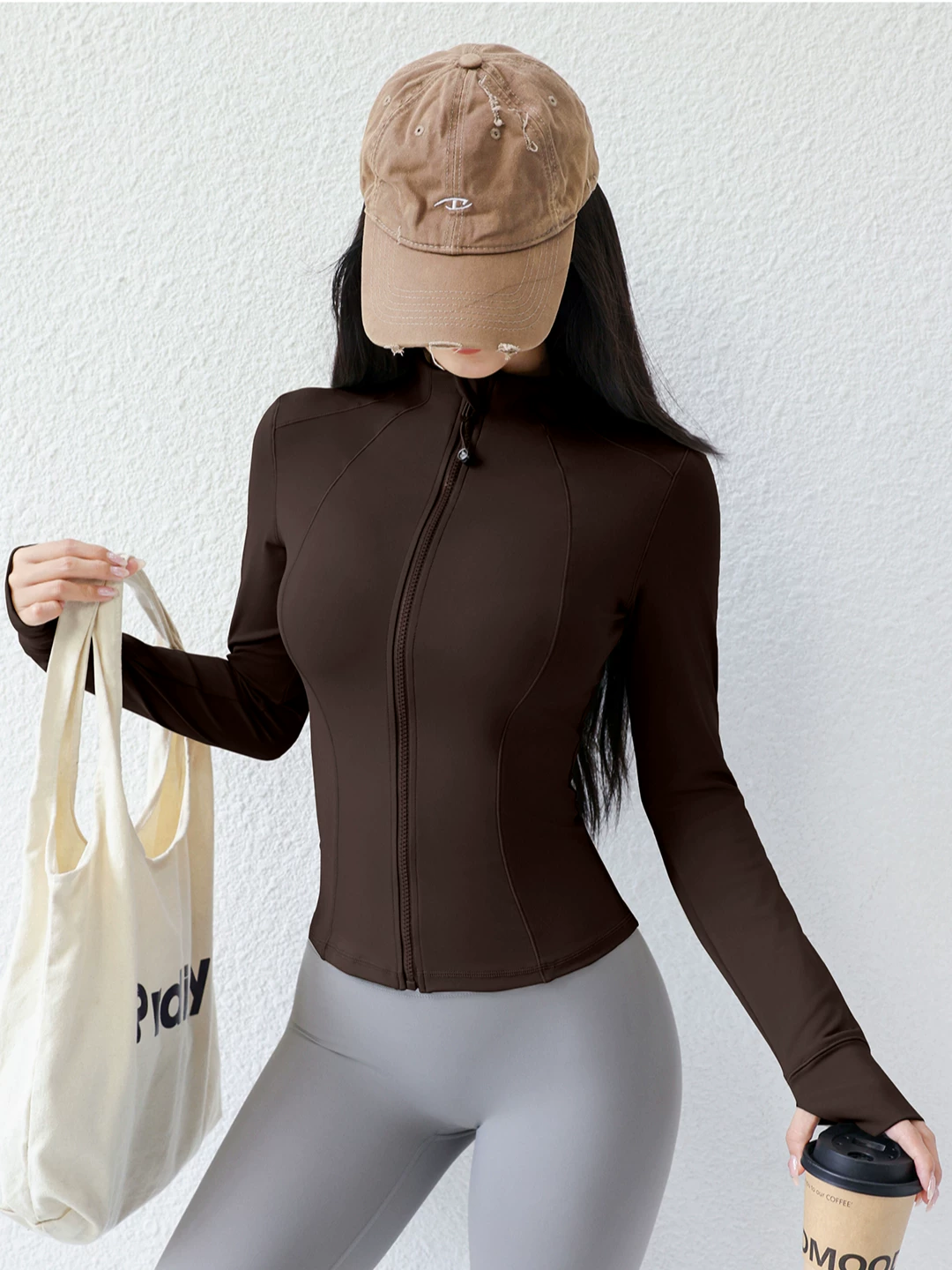 Áo khoác yoga nữ hè 2026 kiểu mới cổ đứng, áo thể thao ôm dáng, áo tập luyện chạy bộ, áo tập gym