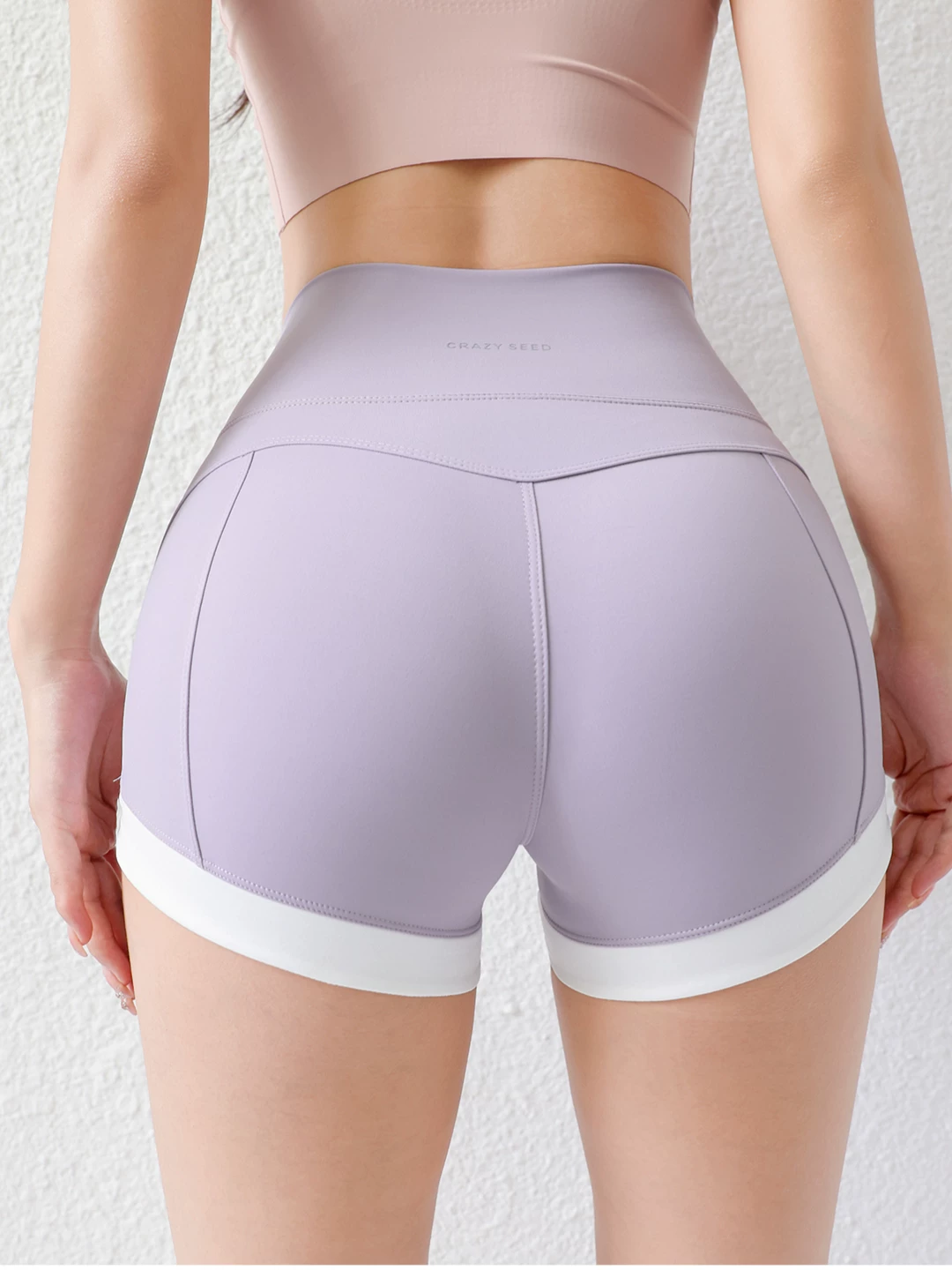 Quần short thể thao phối màu cho nữ, cạp cao, nâng mông, quần short tập thể dục nhanh khô mùa hè, áo khoác ngoài tập yoga, quần short đạp xe dài ba phần tư.