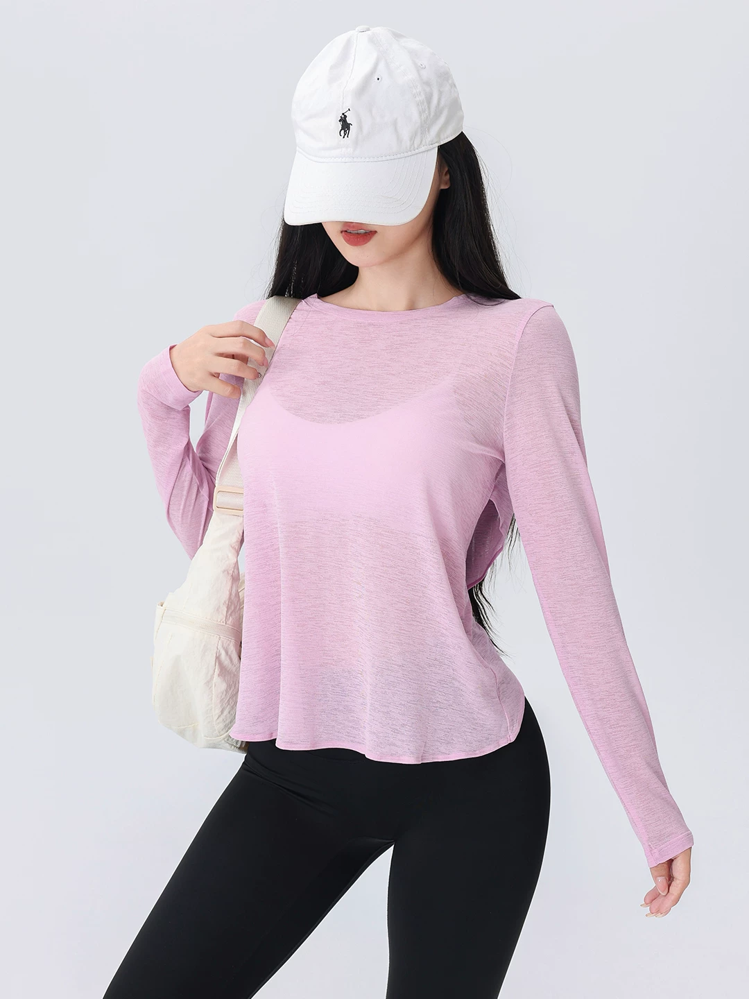 Áo thun che lưng tập yoga đẹp mắt cao cấp Jiumai có hiệu ứng xếp nếp, áo thể thao dài tay dáng rộng giúp thon gọn cơ thể dành cho mùa thu.