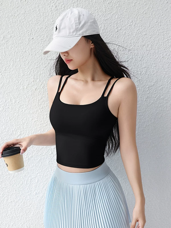 Áo ngực thể thao dây đeo vai đôi kiểu mới dành cho nữ, áo ngực tích hợp mút ngực chống sốc mùa hè, thiết kế đẹp lưng trần dành cho yoga và Pilates.