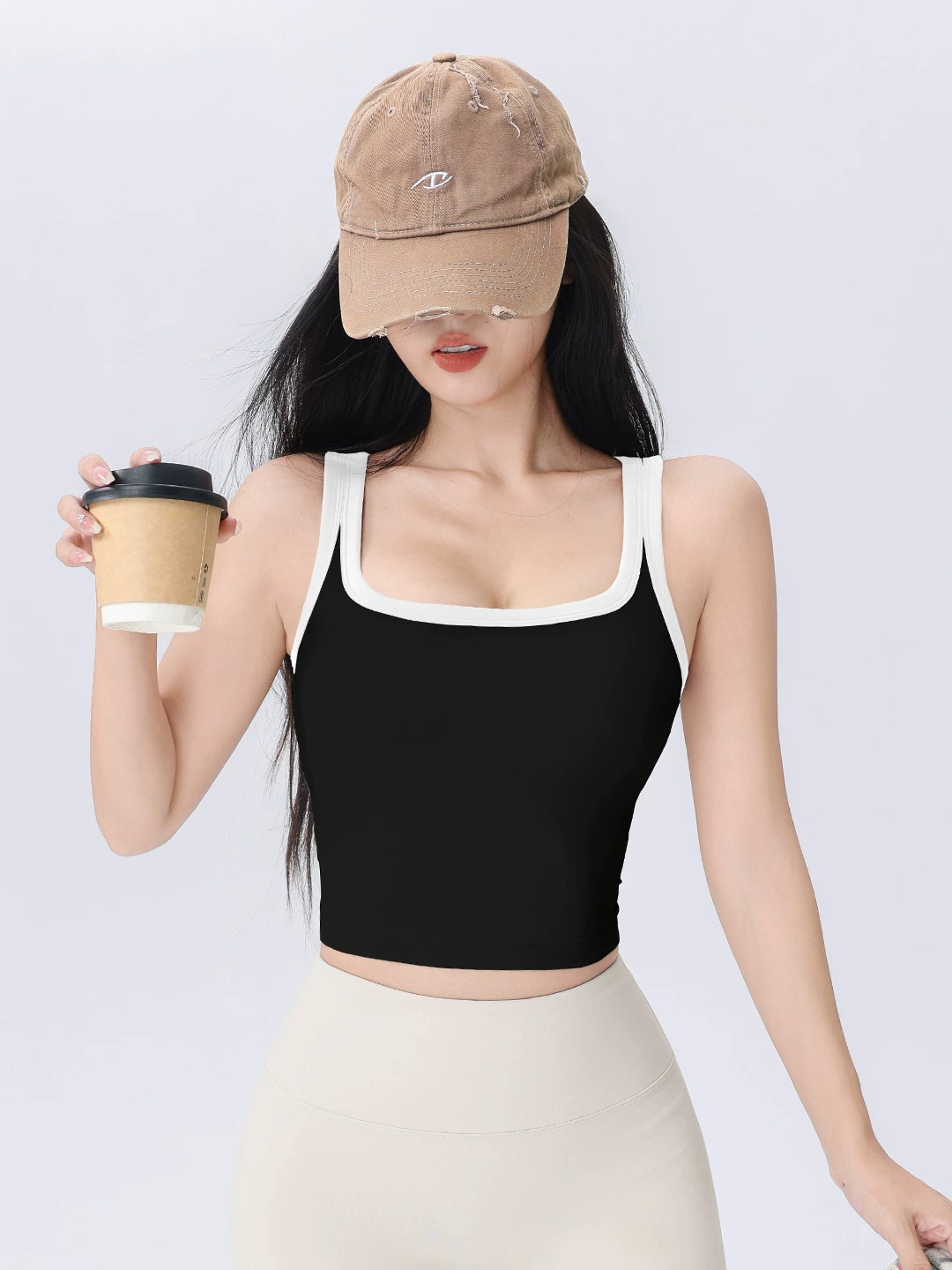 Áo tập yoga có dây đeo lưng cao cấp Jiumai có miếng đệm ngực Áo ngực thể thao chống sốc Áo ngực Pilates phối màu Mới.