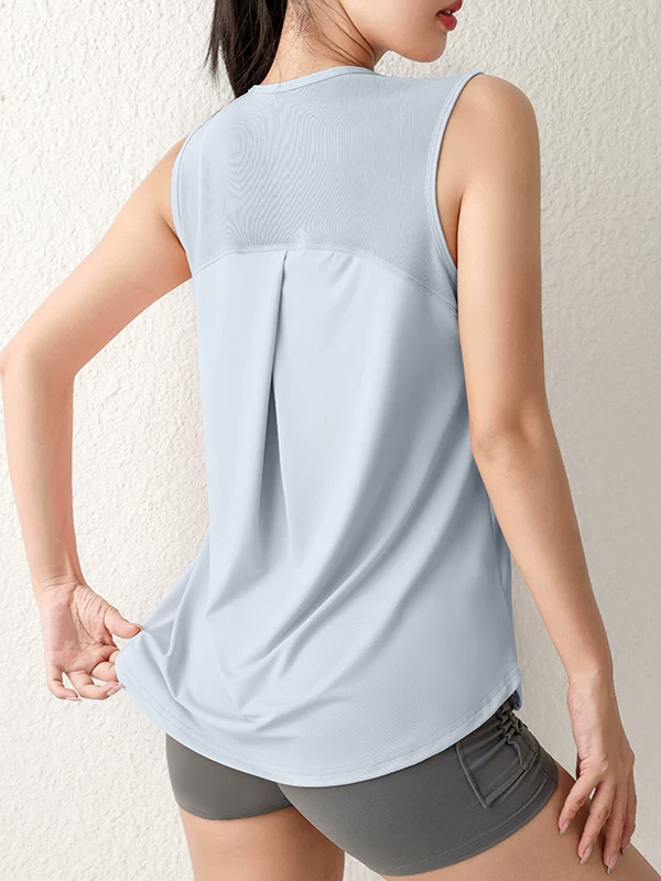 Áo khoác thể thao dành cho nữ, áo tập yoga lưới rộng rãi và tôn dáng, kiểu dáng mỏng mùa hè, áo khoác ngoài không tay dành cho tập luyện và thể dục.