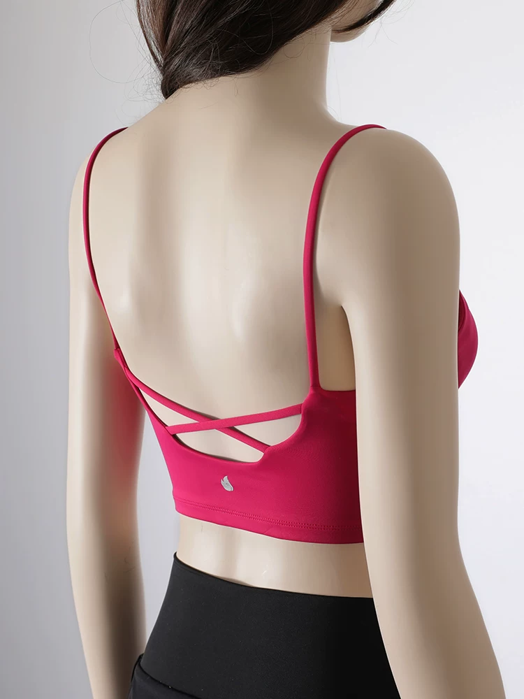 Quần áo tập yoga nhanh khô dành cho nữ, miếng đệm ngực tích hợp cường độ cao, áo ngực thể thao lưng chéo, áo tập thể dục chống sốc nâng ngực