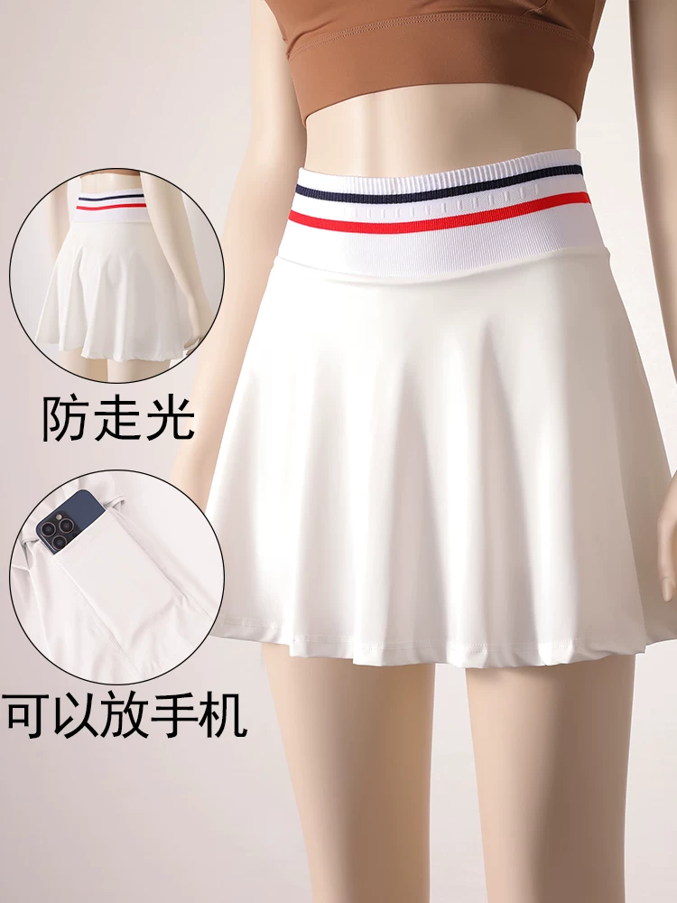 Váy tennis mùa hè phối màu tương phản, váy chạy bộ yoga đơn giản, cạp cao, chống lộ hàng, giúp thon gọn dáng người dành cho nữ.