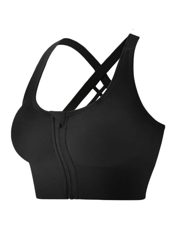 Áo ngực thể thao chống sốc cường độ cao, chống chảy xệ, áo ngực tập thể dục chạy bộ, áo ngực nữ có khóa kéo phía trước dành cho ngực lớn.