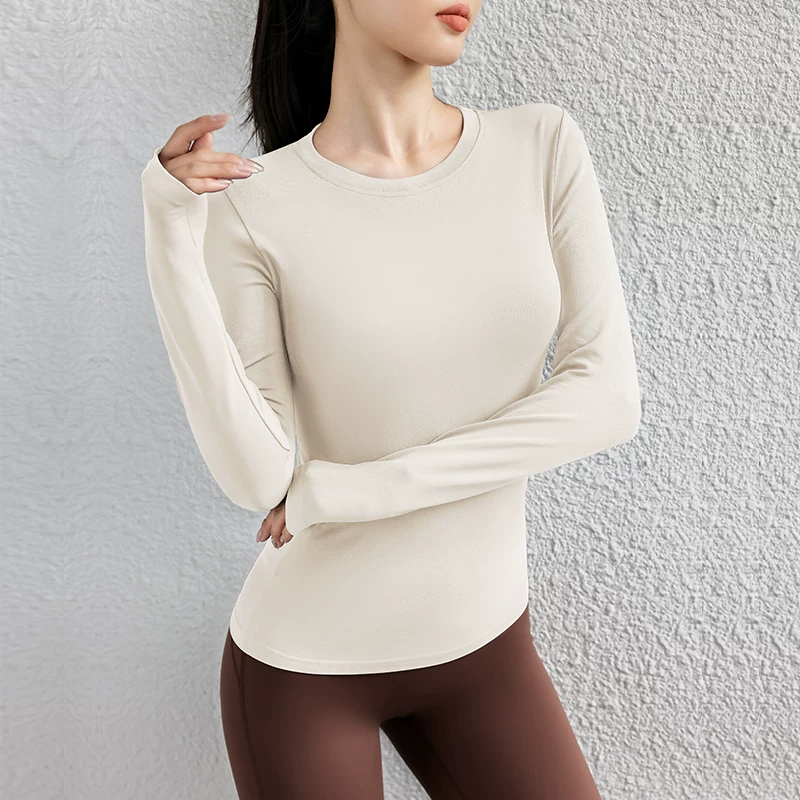 Áo thể thao dành cho nữ vào mùa thu đông, chạy bộ, tập Pilates, quần áo tập thể dục bó sát, quần áo tập yoga, ôm sát, nhanh khô, dài tay