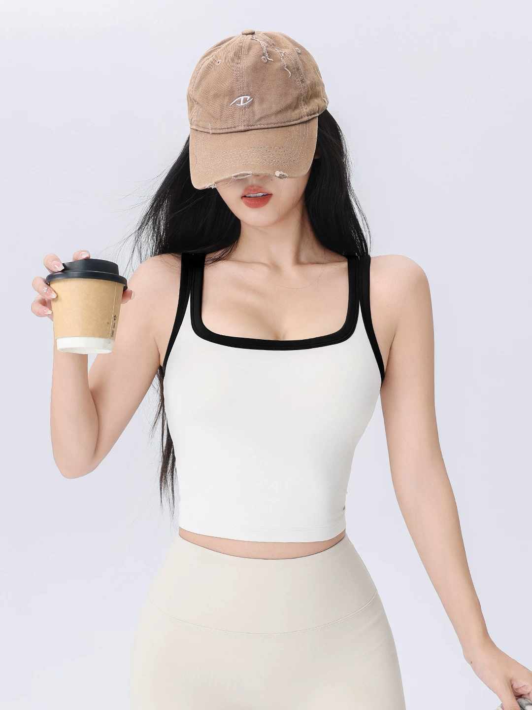 Áo tập yoga có dây đeo lưng cao cấp Jiumai có miếng đệm ngực Áo ngực thể thao chống sốc Áo ngực Pilates phối màu Mới.