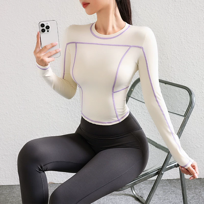 Quần áo tập yoga phong cách mới áo khoác thể thao chạy bộ dành cho nữ mùa thu đông áo tập thể dục dài tay cao cấp Quần áo tập Pilates