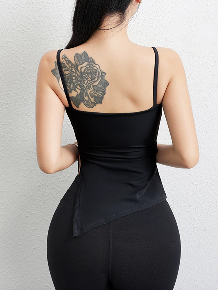 Áo vest thể thao ngoài trời độc đáo dành cho nữ, áo chạy bộ chống sốc, áo ngực thể thao có dây rút thời trang, trang phục tập yoga, kiểu dáng dài.