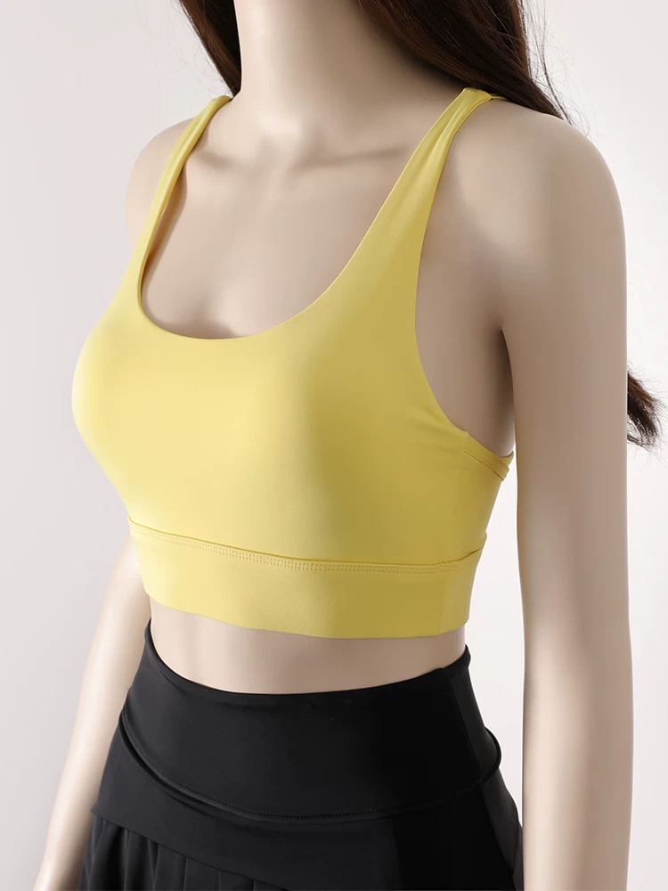 Áo tập yoga cường độ cao dành cho nữ, đồ lót tập thể dục chạy bộ buổi sáng mùa hè, áo ngực thể thao nhanh khô dùng làm áo khoác ngoài, có tác dụng nâng đỡ.