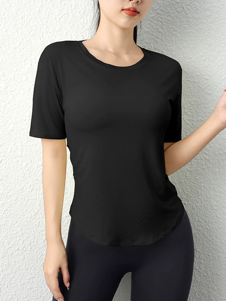 Áo thể thao, áo phông ngắn tay nữ, quần áo chạy bộ nhanh khô, quần áo tập thể dục mùa hè mỏng, quần áo tập yoga, áo khoác ngoài, kiểu dáng mới