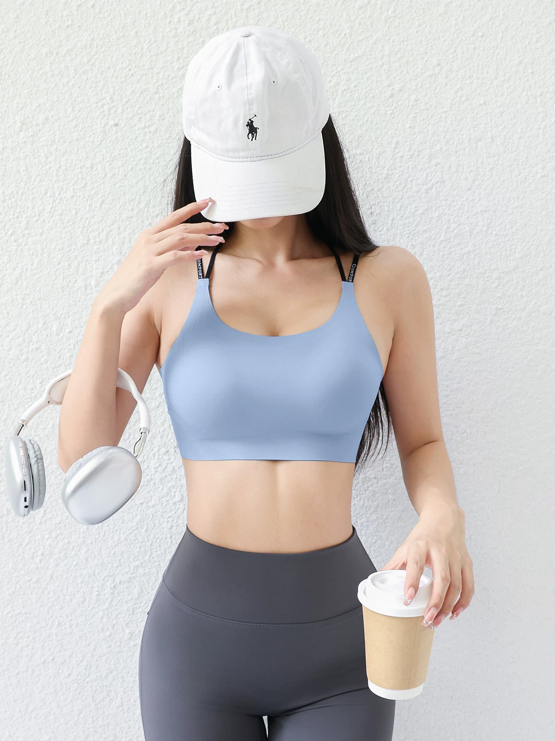 Áo ngực thể thao dành cho nữ, thiết kế một mảnh lưng chéo, áo tập yoga chống sốc, áo tập gym mùa hè.