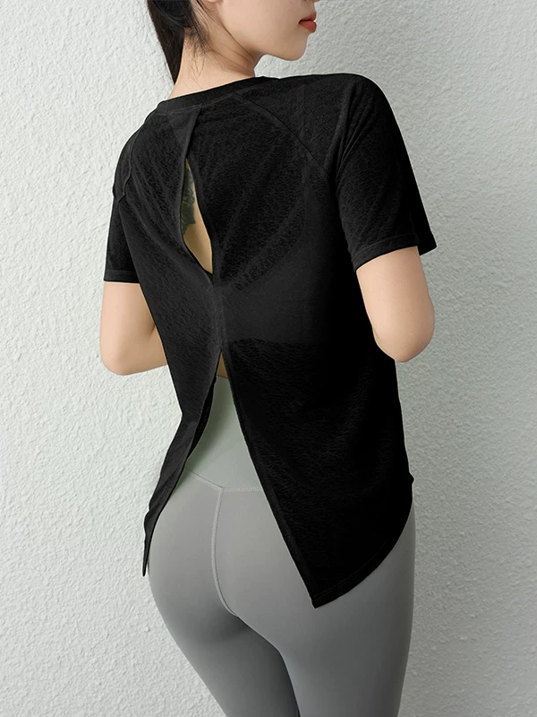 Áo thun tập yoga Tencel Snowflake dành cho nữ, dáng rộng, áo khoác thể thao giúp thon gọn, trang phục tập luyện chuyên nghiệp Pilates, áo ngắn tay tập thể dục.