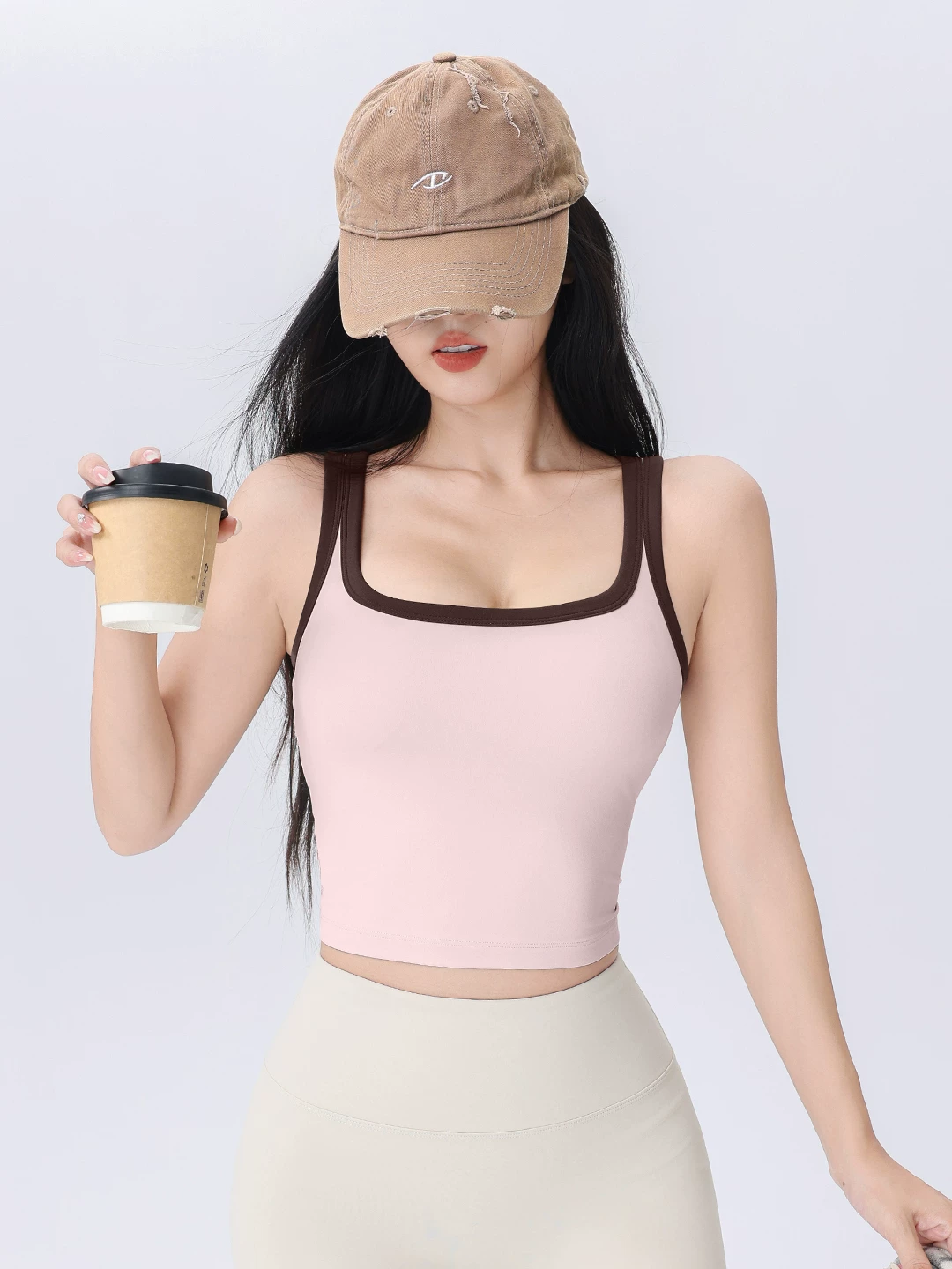 Áo tập yoga có dây đeo lưng cao cấp Jiumai có miếng đệm ngực Áo ngực thể thao chống sốc Áo ngực Pilates phối màu Mới.