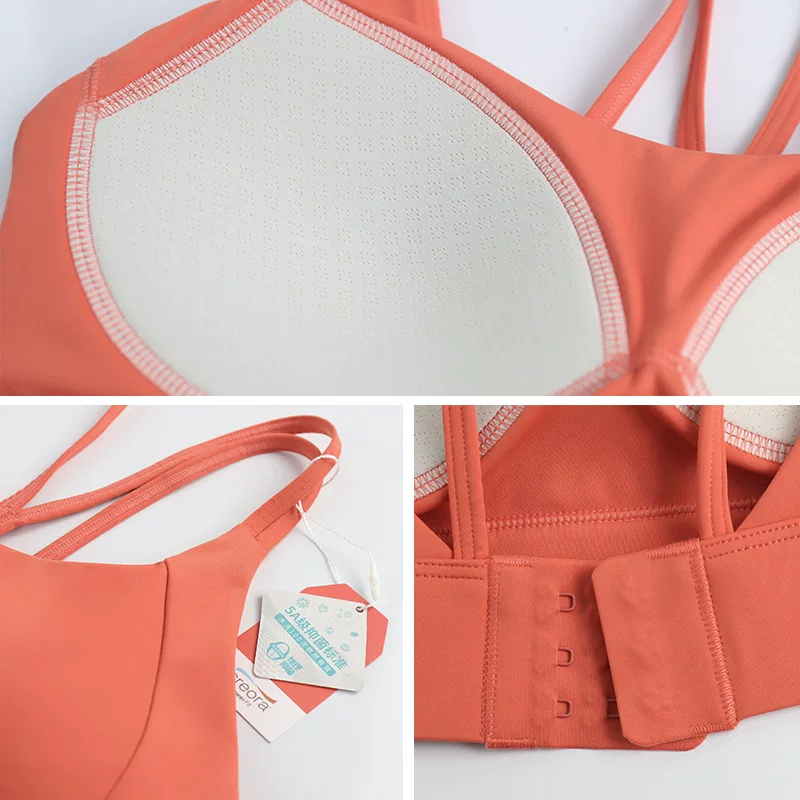 Áo ngực thể thao Jiumai Yipin dành cho nữ, áo lót lưng chống sốc có khóa cài, áo ngực thể thao có đệm ngực cố định tích hợp, kiểu dáng áo vest.