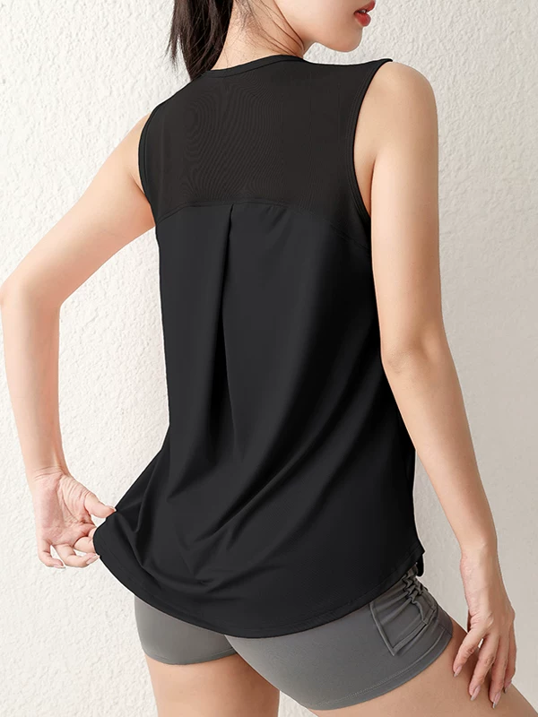 Áo khoác thể thao dành cho nữ, áo tập yoga lưới rộng rãi và tôn dáng, kiểu dáng mỏng mùa hè, áo khoác ngoài không tay dành cho tập luyện và thể dục.