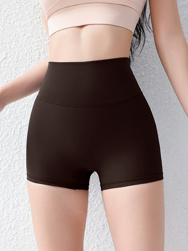 Quần short thể thao nữ kiểu mới, không đường may lộ liễu, cạp cao, nâng mông, bó bụng, quần short yoga cảm giác như không mặc, quần short nữ phong cách dopamine.