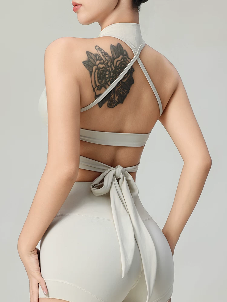 Đồ thể thao liền thân gợi cảm, không lưng, chống sốc cao cấp, nâng ngực, có dây đeo, thích hợp cho khiêu vũ, chạy bộ và tập thể dục.