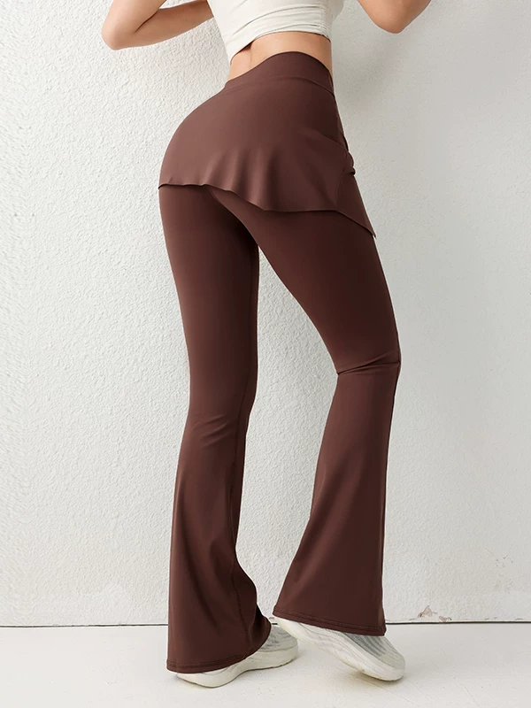 Quần váy tập yoga có dây rút bên hông dành cho nữ, quần tập chạy bộ, quần tập thể dục, quần váy thể thao cạp cao hai trong một cho mùa xuân.