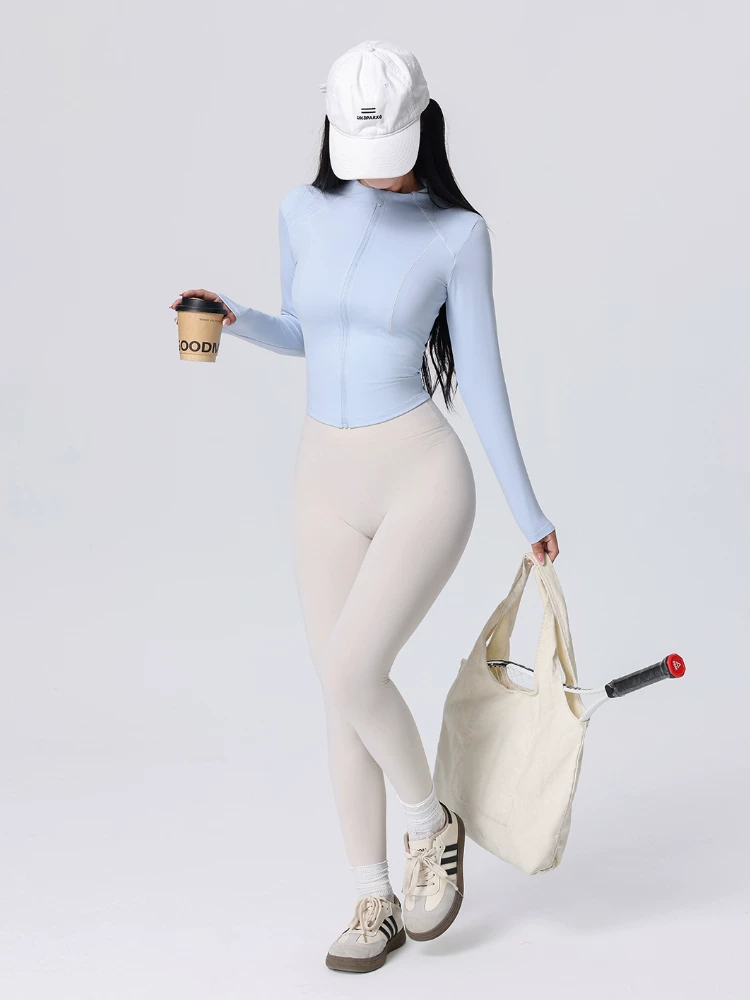 Áo khoác thể thao Jiumai Yipin dành cho nữ mùa thu 2026 mới nhanh khô có khóa kéo áo khoác cardigan tập thể dục yoga mặc tay dài