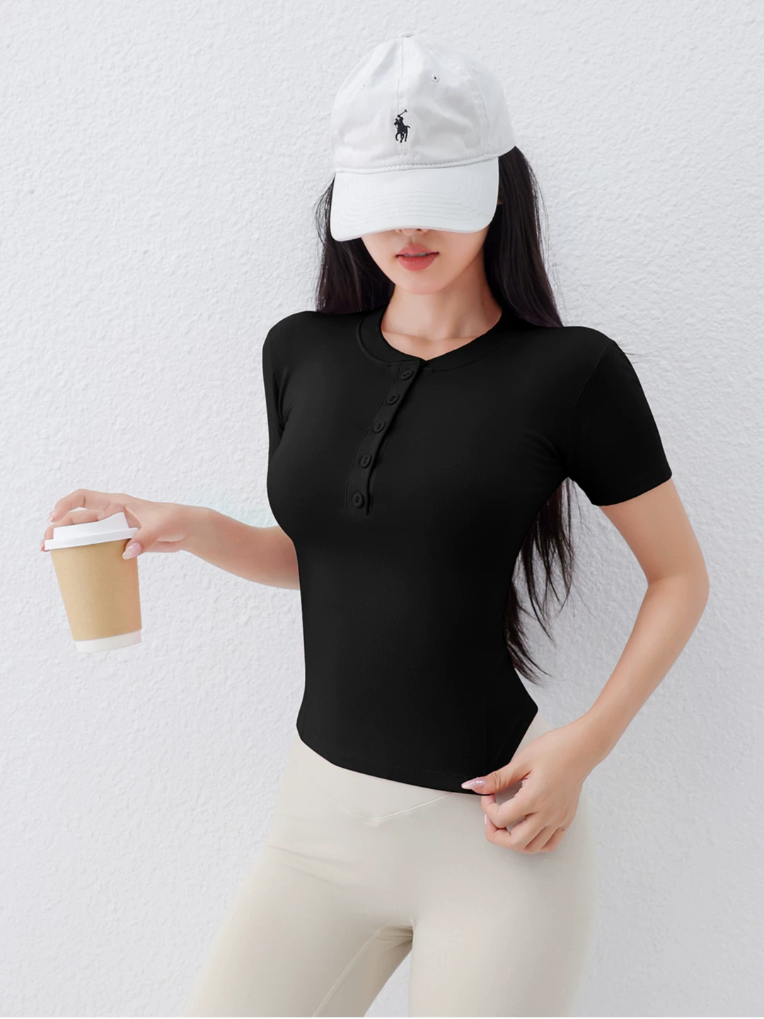 Jiumai Yipin Hunter Training Sports Tay áo ngắn dành cho nữ mùa hè Slim Fit Yoga Top Áo thun thể dục thoáng khí.