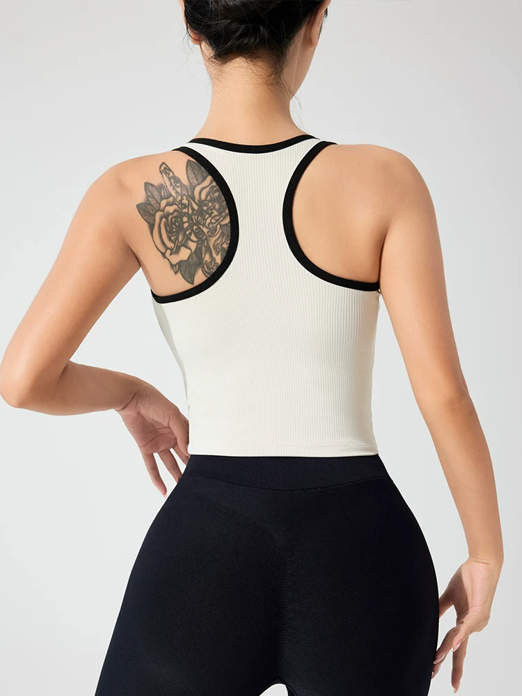 Áo vest thể thao bó sát, chống sốc, lưng hình chữ I, trang phục mặc ngoài, áo tập thể dục không tay, trang phục tập yoga nhanh khô, áo ngực thể thao cho nữ, mùa hè