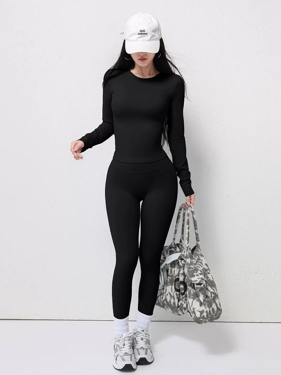 Áo thun thể thao dài tay dành cho nữ Jiumai Yipin, bộ quần áo tập yoga Pilates mùa thu đông bó sát, quần áo tập thể dục nhanh khô