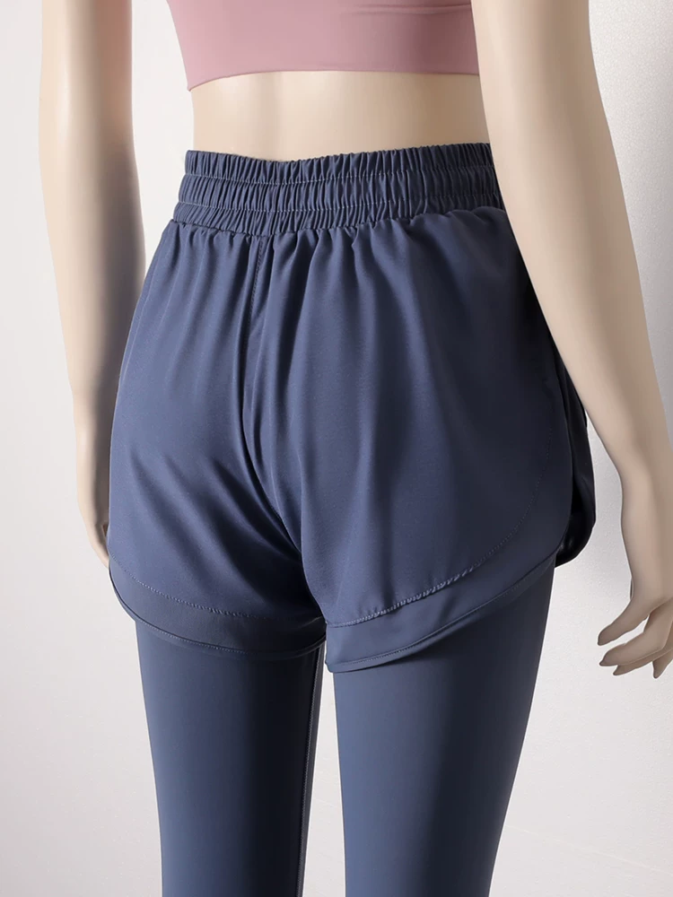 Quần tập yoga co giãn nâng mông, cạp cao, ôm sát dành cho nữ, quần thể thao hai mảnh chạy bộ ngoài trời mùa thu.